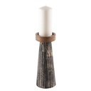 Bougeoir pied métal noir et or coupelle bois PM