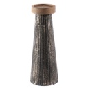 Bougeoir pied métal noir et or coupelle bois PM