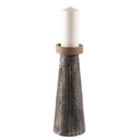 Bougeoir pied métal noir et or coupelle bois MM