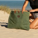 Sac cabas toile waxée ESCAPADE - Couleurs : VERT MÉLÈZE