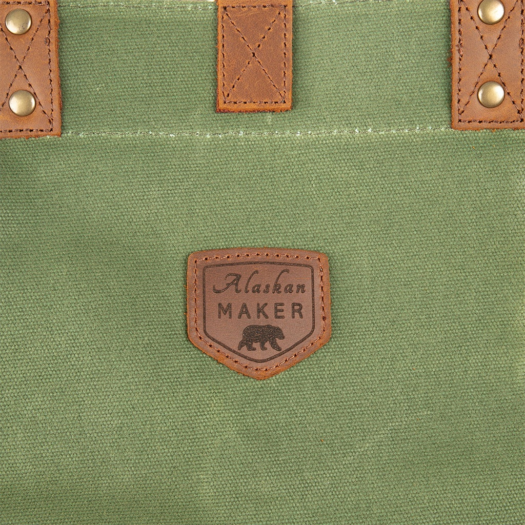 Sac cabas toile waxée ESCAPADE - Couleurs : VERT MÉLÈZE