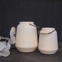 Lanterne porcelaine blanche H: 26.50 Ø: 17.5 cm