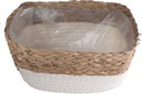 Corbeille rectangulaire corde naturel et blanc GM