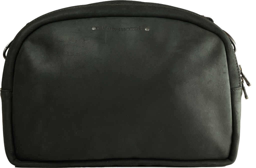Trousse de toilette 2 compartiments cuir vachette pleine fleur