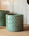 Cache pot vert à motif carré M