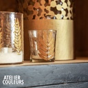 Photophore verre motifs feuilles ø 6xh7 cm