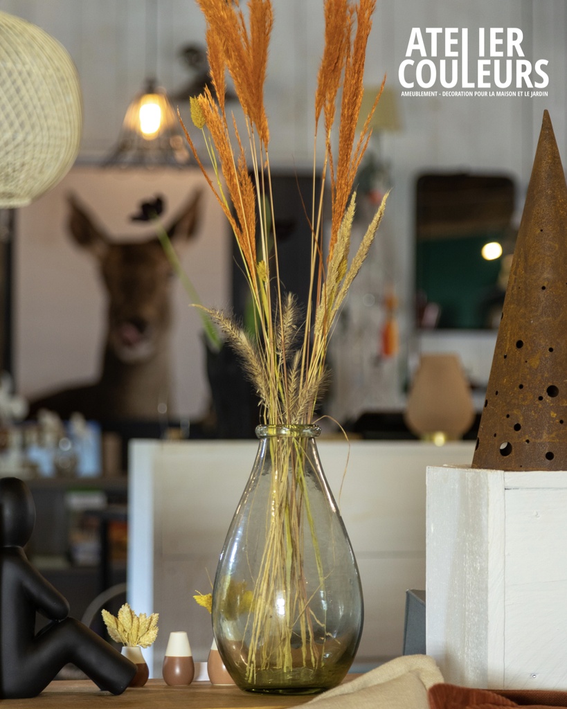 Vase bouteille verre recyclé XL