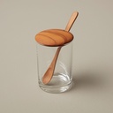 Pot verre couvercle et cuillière teck GM