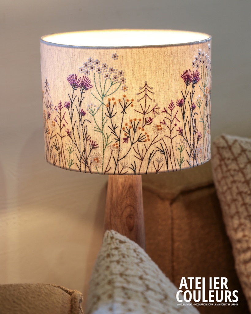 Lampe Wildflower abat-jour brodé
