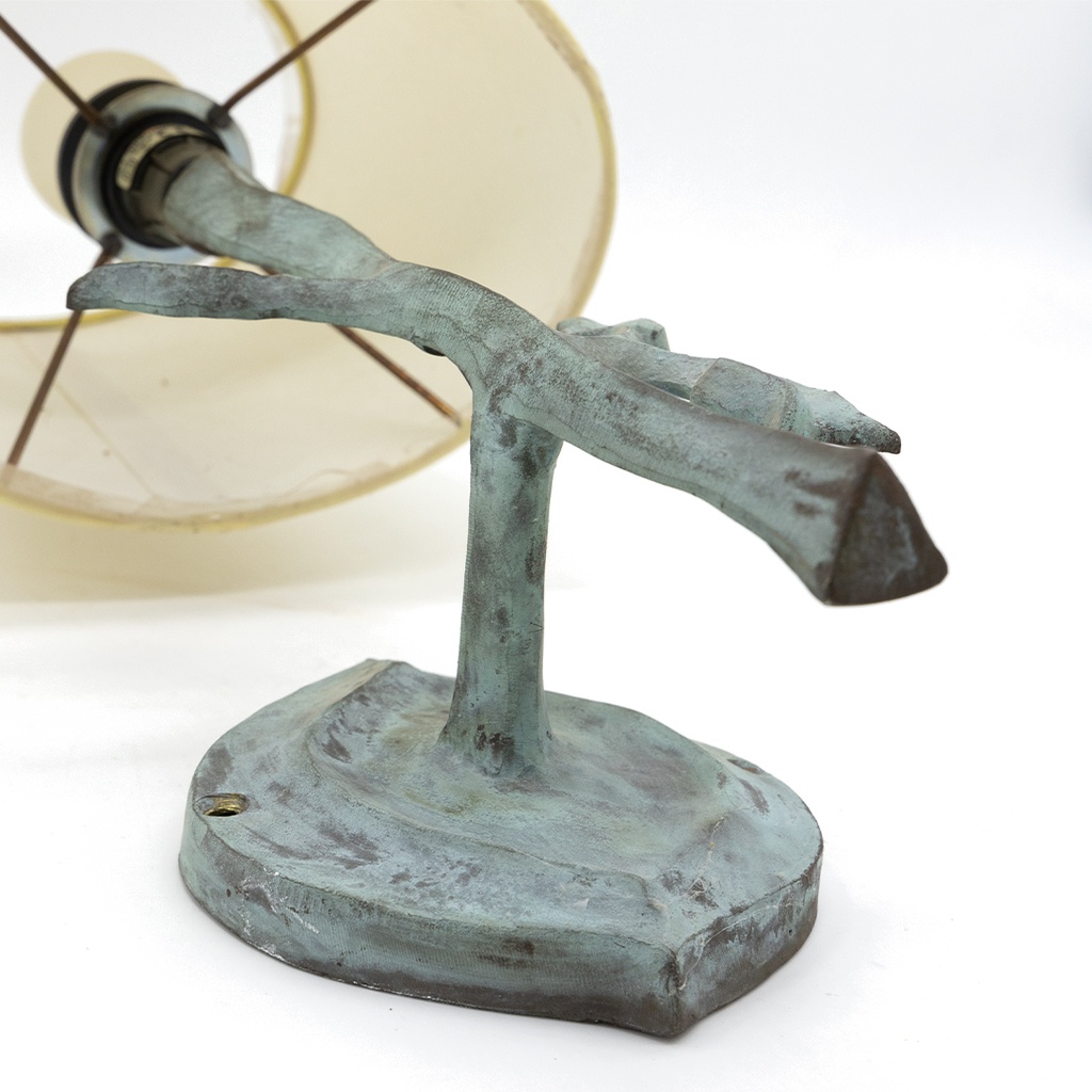 Applique Rameau bronze patiné vert + abat jour PVC