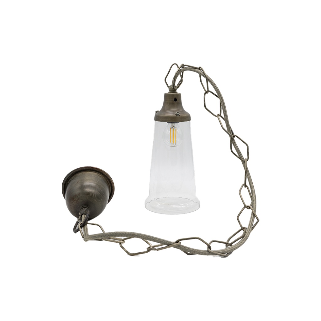 Suspension cloche verre et métal