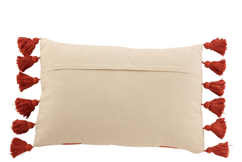 Coussin à rayures beige et corail 60x40cm