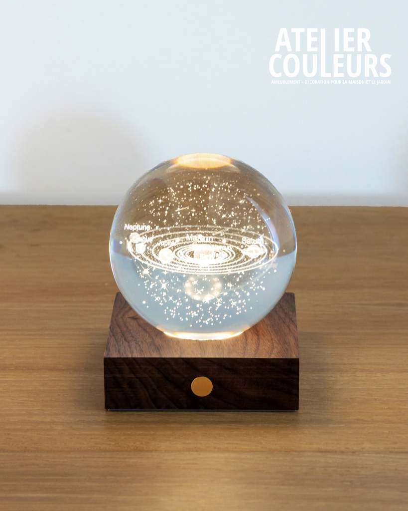 Lumière boule en cristal | Système solaire
