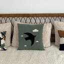Coussin bouclette oiseau bleu