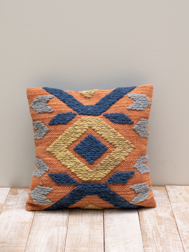 Coussin kilim bleu et orange