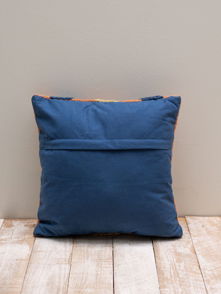 Coussin kilim bleu et orange