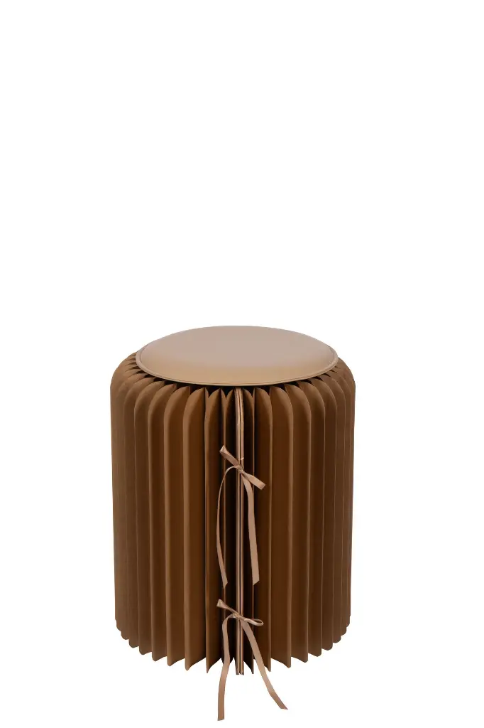 Pouf pliable en papier camel (5).webp