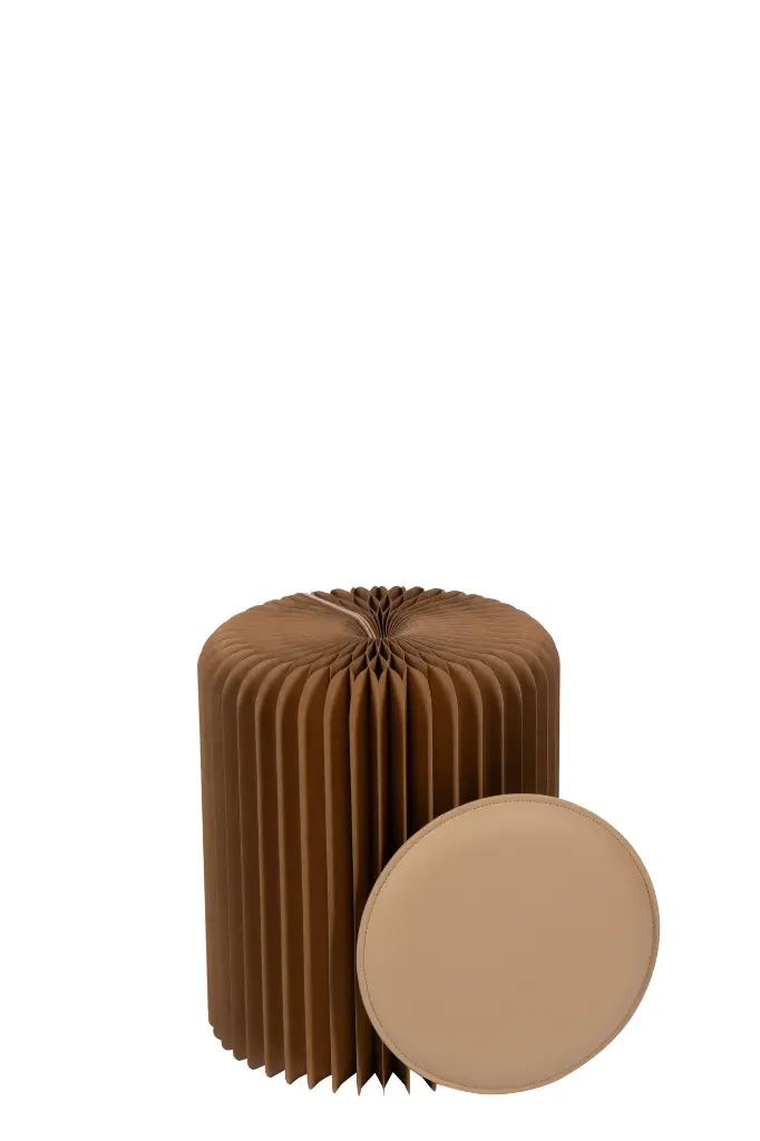 Pouf pliable en papier camel (6).webp