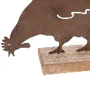 Poule décorative en métal rouille & socle bois | Objet déco rustique à poser 2.webp