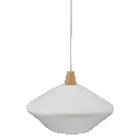Suspension en porcelaine blanche & bois naturel | Luminaire design épuré 2.webp
