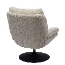 Fauteuil pivotant tissu beige & base métal noir | Assise design contemporain haute densité 2.webp