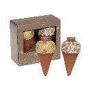 Arrosoir décoratif carotte en céramique – Ø7x13 cm | Motifs floraux & bouchon liège | Déco jardin printanier 2.webp