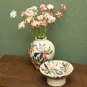Vase en céramique émaillée peint main – Ø17 x H21 cm | Décor floral coloré & artisanal 3.webp