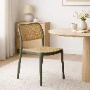 Chaise en polypropylène kaki – Dossier ajouré | Assise contemporaine légère & empilable 3.webp