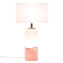 Lampe de table pied verre nacré & abat-jour coton blanc – 35x35x66 cm | Éclairage doux & élégant 2.webp