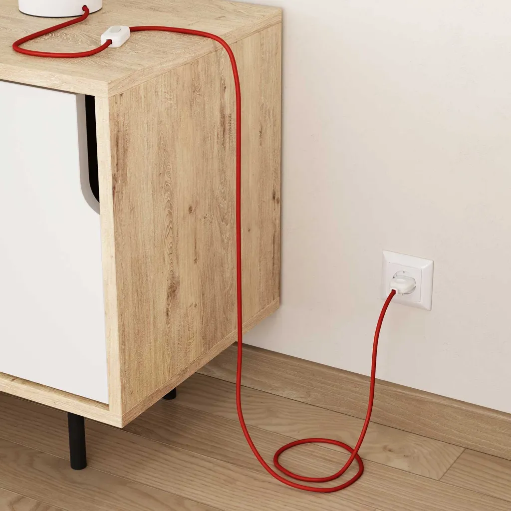 Câble textile Rouge Feu brillant - L'Original Creative-Cables - RM09 rond 2x0,75mm au mètre 3.webp