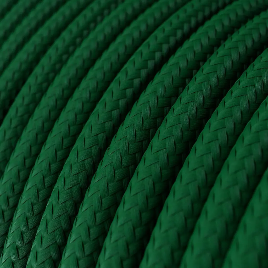 Câble textile Vert forêt brillant - L'Original Creative-Cables - RM21 - rond 2 fils x 0,75mm au mètre 2.webp