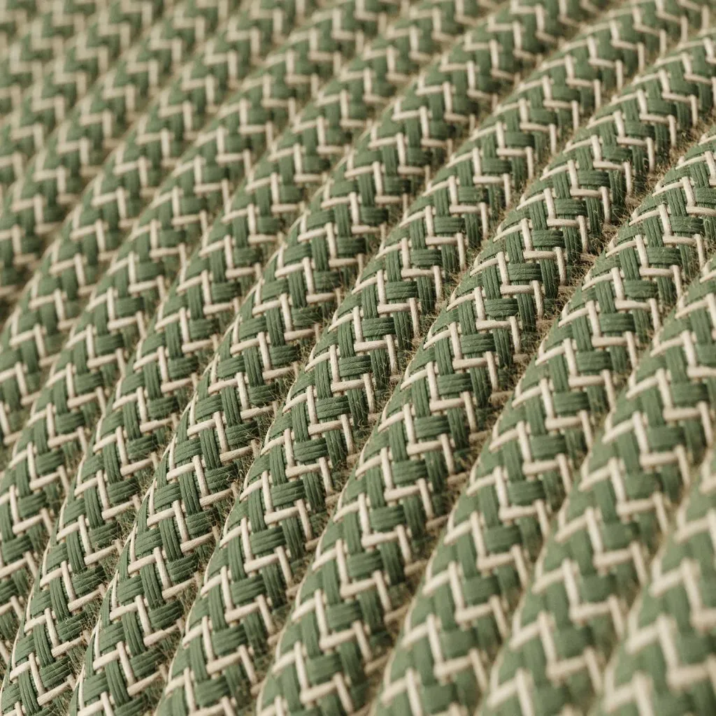 Câble textile Vert thym et Beige ZigZag - L'Original Creative-Cables - RD72 - rond 2 fils x 0.75mm au mètre 2.webp