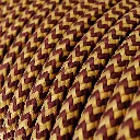 Câble textile Bordeaux et Or ZigZag brillant - L'Original Creative-Cables - RZ23 - rond 2 fils x 0,75mm au mètre 2.webp