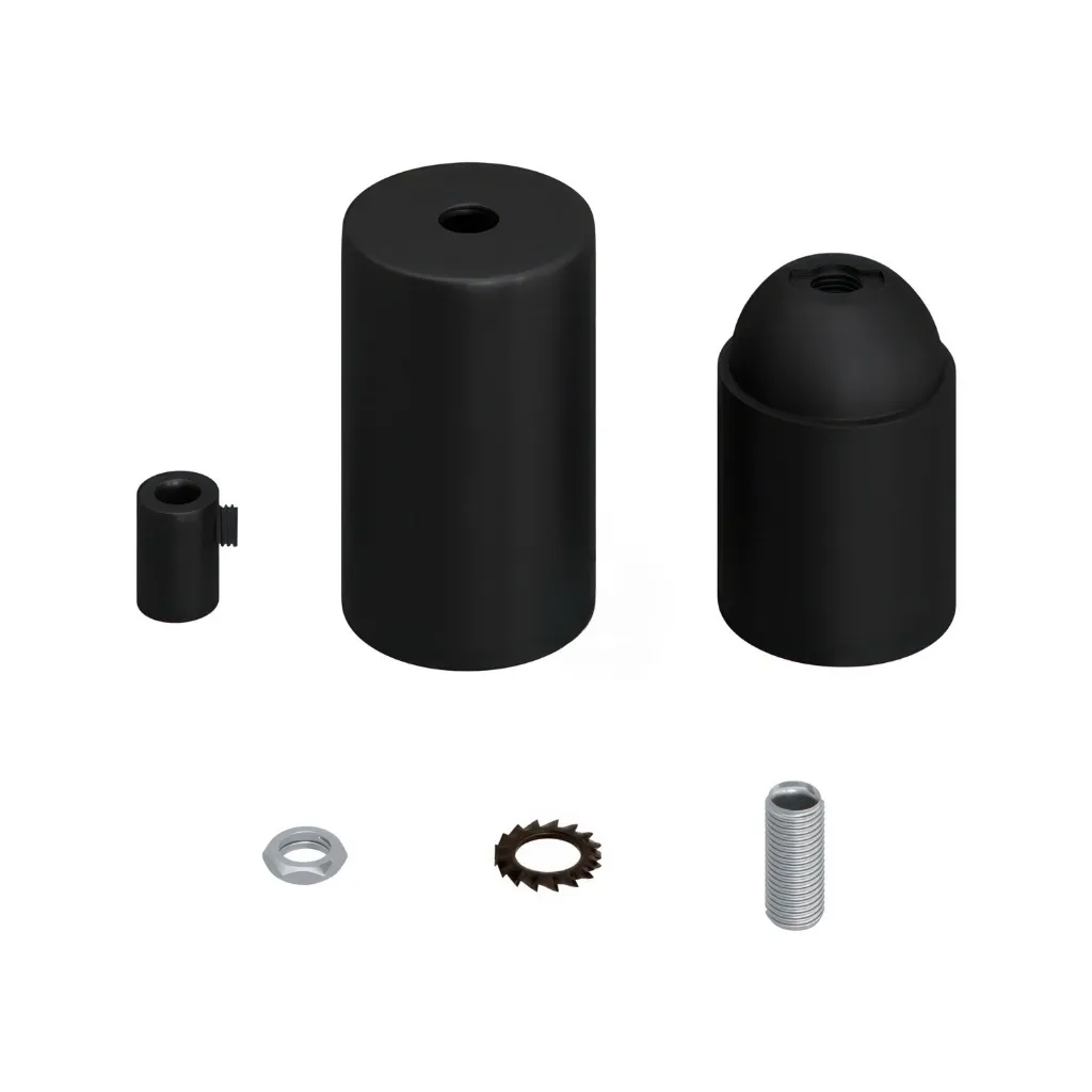 Kit douille E27 cylindrique en métal - Cylindrique Noir 3.webp