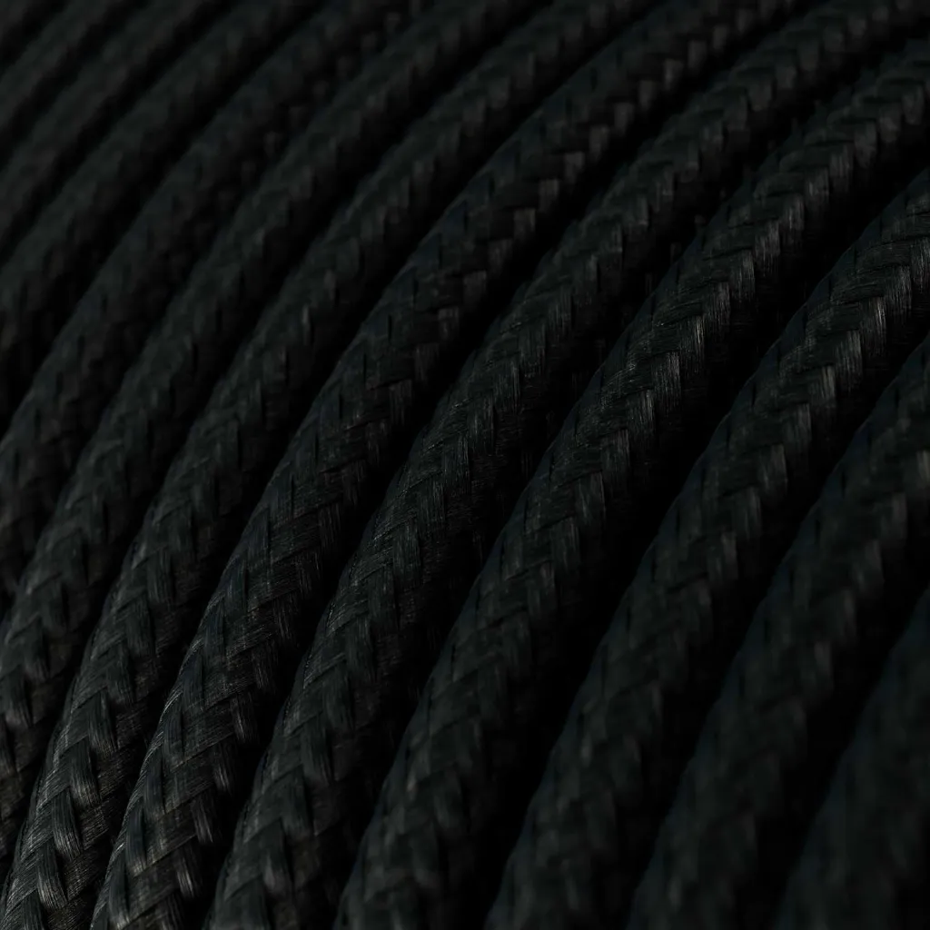 Câble électrique Ultra Soft en silicone recouvert de tissu Noir Charbon brillant - RM04 rond 2 fils x 0,75mm au mètre 2.webp
