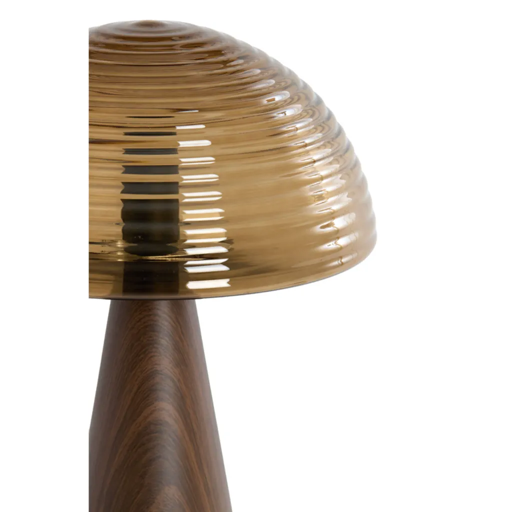 Lampe MADUE en verre brun et motif bois brun 3.webp