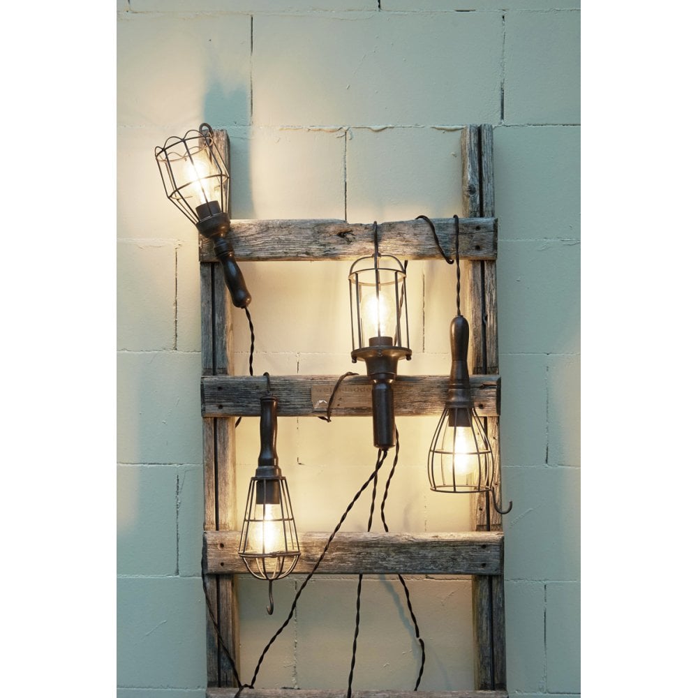 Suspension WORKER cage métal noir10 x 35 cm
