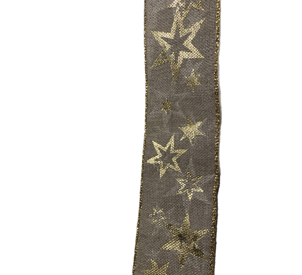 Ruban lin et étoile doré (prix au mètre)