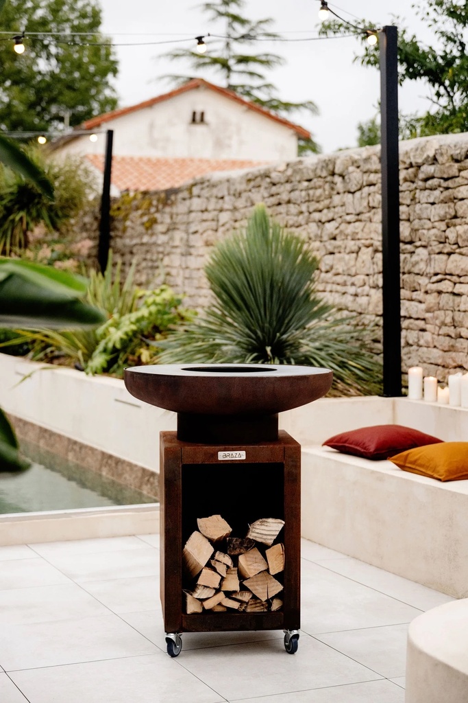 [BZ000001] BRASERO 8050 CORTEN avec roulettes