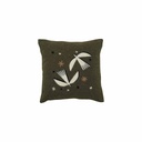 Coussin bouclette oiseaux vert