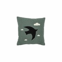 Coussin bouclette oiseau bleu