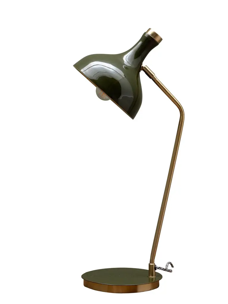 [CH003106] Lampe de bureau verte et dorée