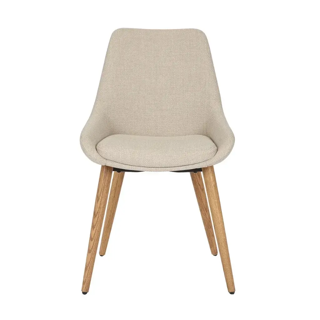 [ZA000061] Chaise repas en tissu crème pied chêne