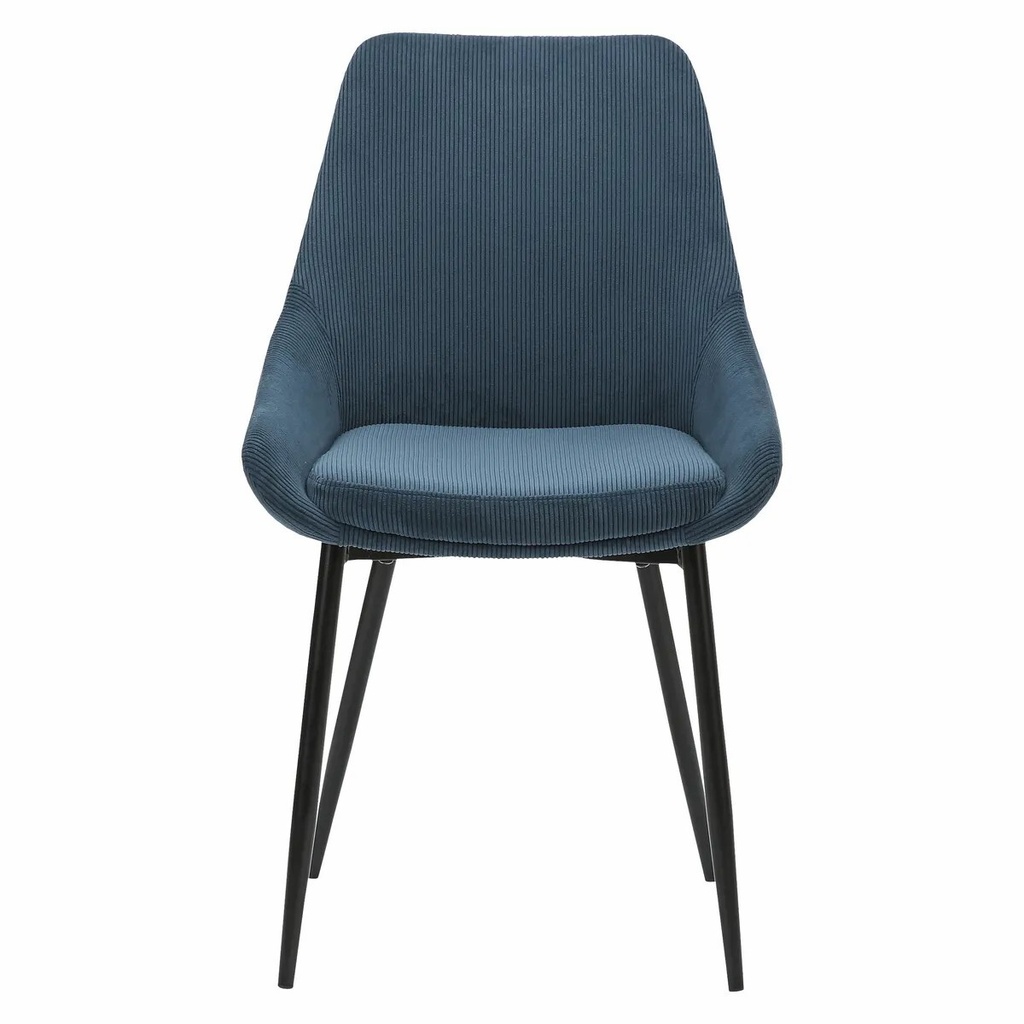 [ZA000062] Chaise en velours côtelé bleu figuerolles