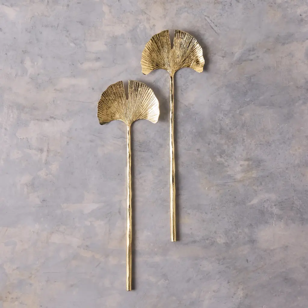 [BH000115] Couverts à salade dorés Gingko