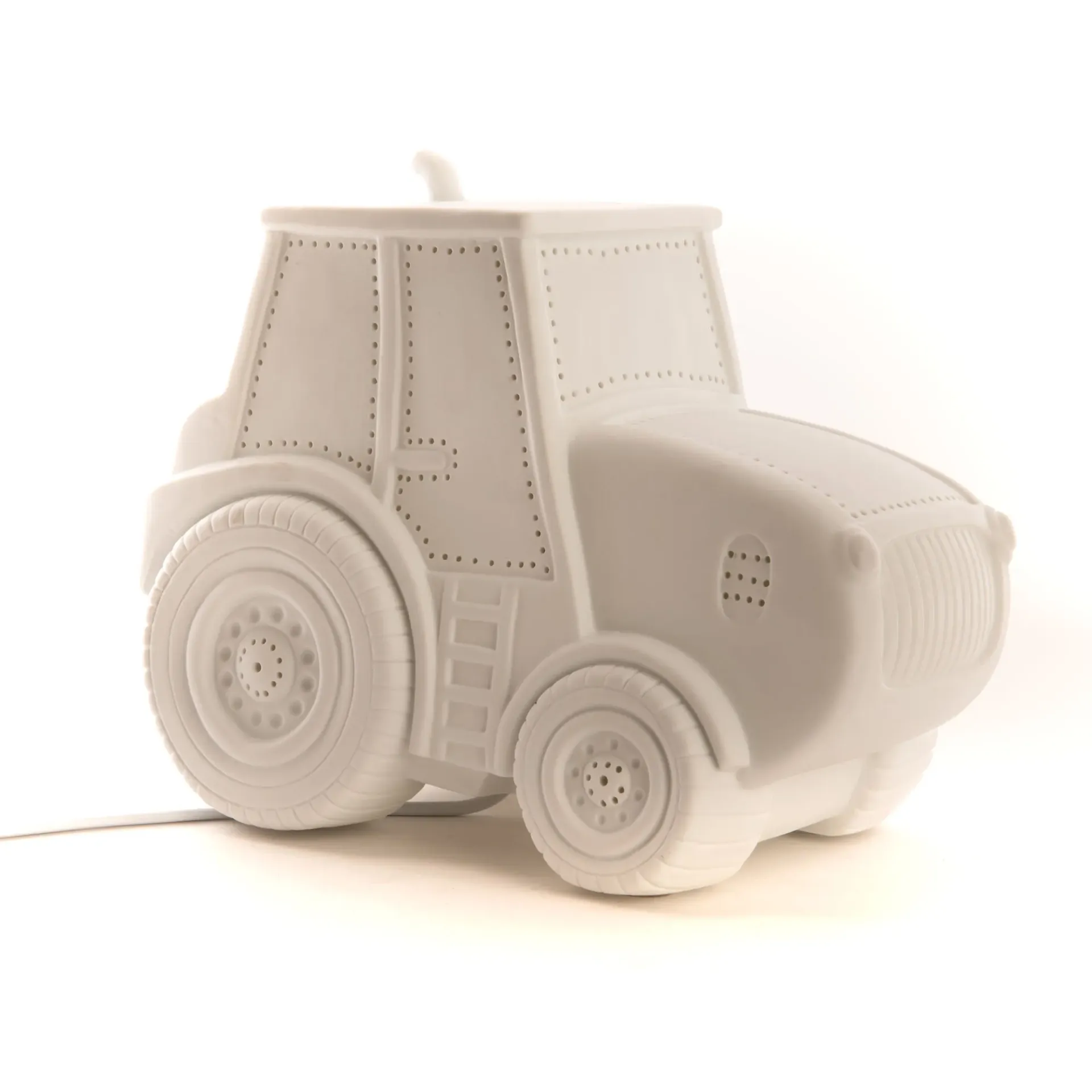 Veilleuse enfant en porcelaine – Tracteur | Lampe décorative chambre enfant