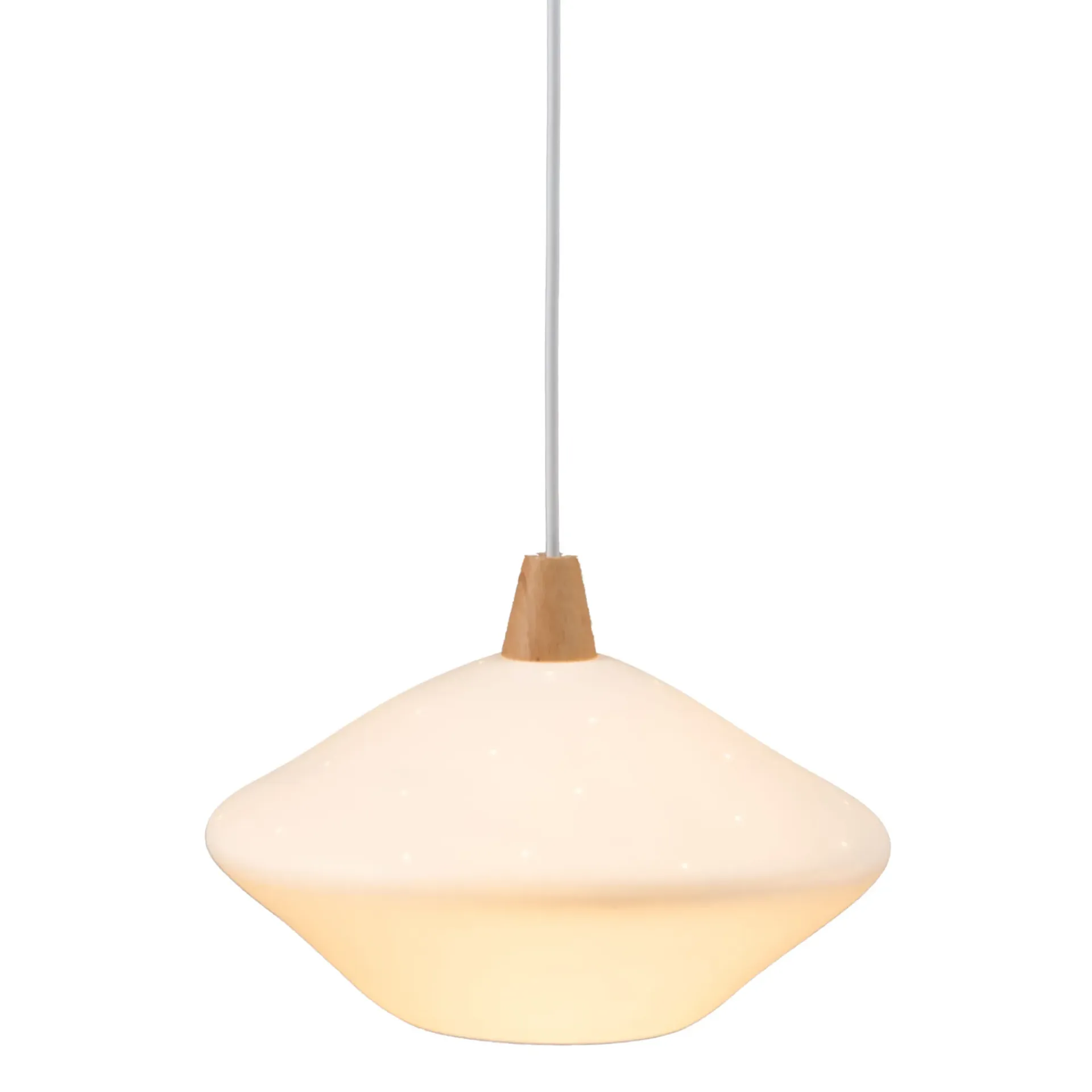 [AM000032] Suspension en porcelaine blanche & bois naturel | Luminaire design épuré