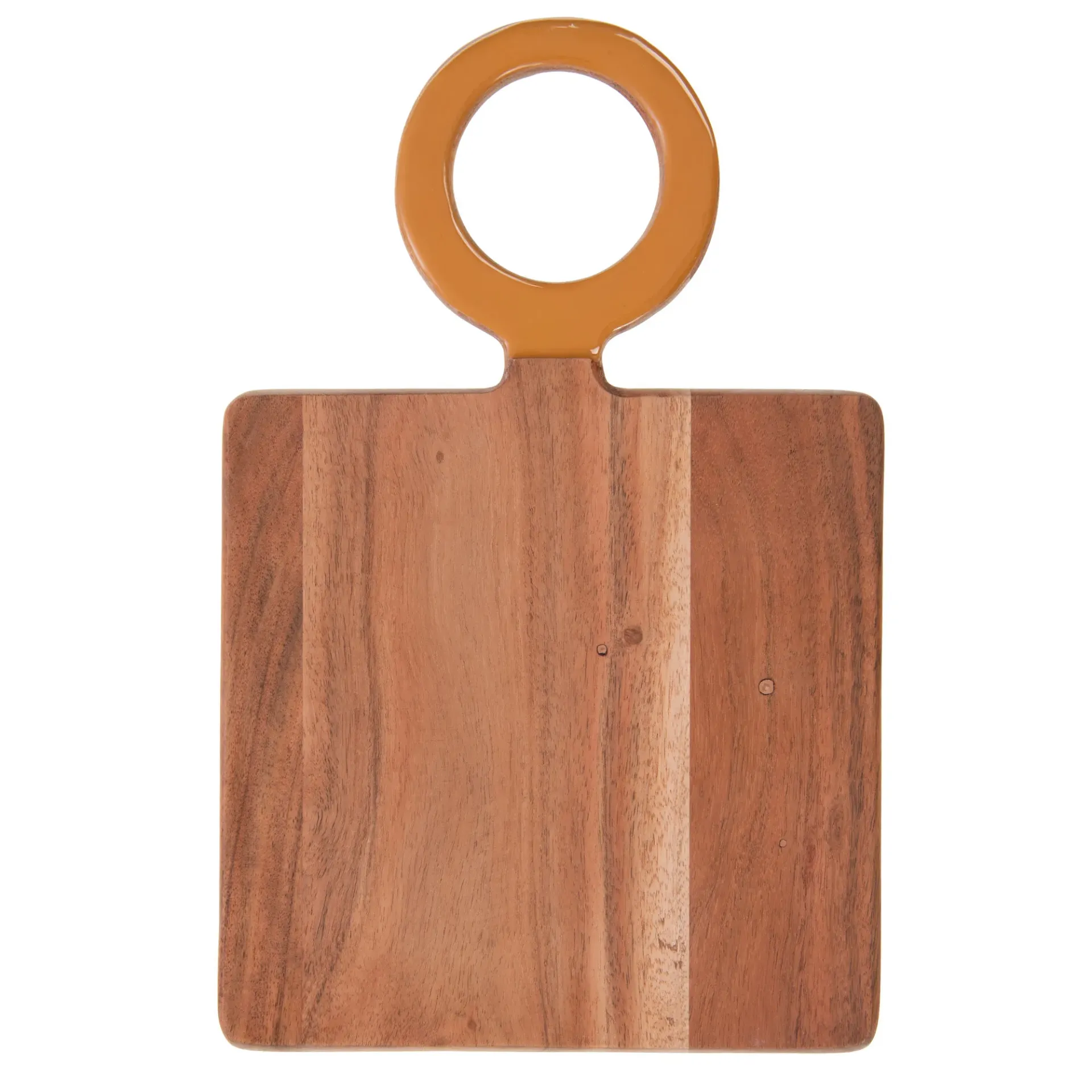 Planche à découper bois d'acacia & poignée moutarde – 35x23 cm | Accessoire cuisine déco