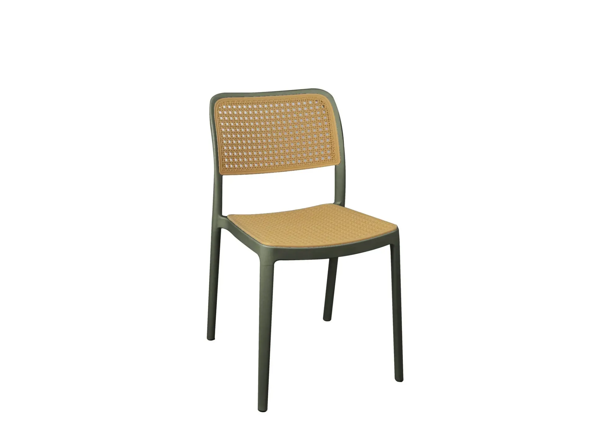 [AM000076] Chaise en polypropylène kaki – Dossier ajouré | Assise contemporaine légère & empilable