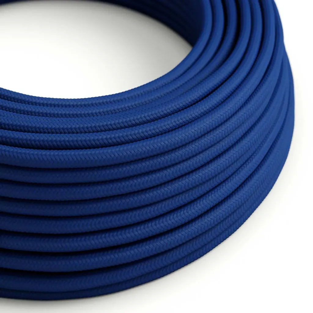 [CC000002] Câble textile Classic Bleu brillant - L'Original Creative Cables - RM12 - rond 2 fils x 0,75mm  au mètre